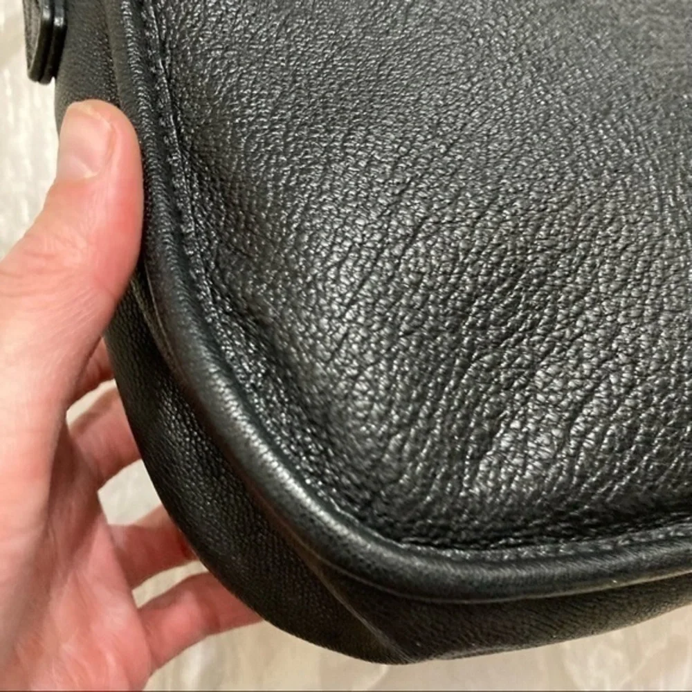 Michael kors black leather buckled saddle flap bag